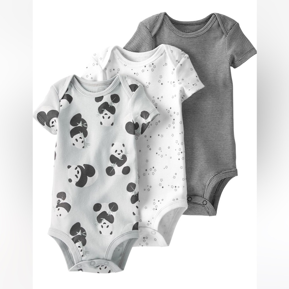 👶🏽 LITTLE PLANET ORGANIC BY CARTER’S - ONESIE SET PANDA STAR STRIPED